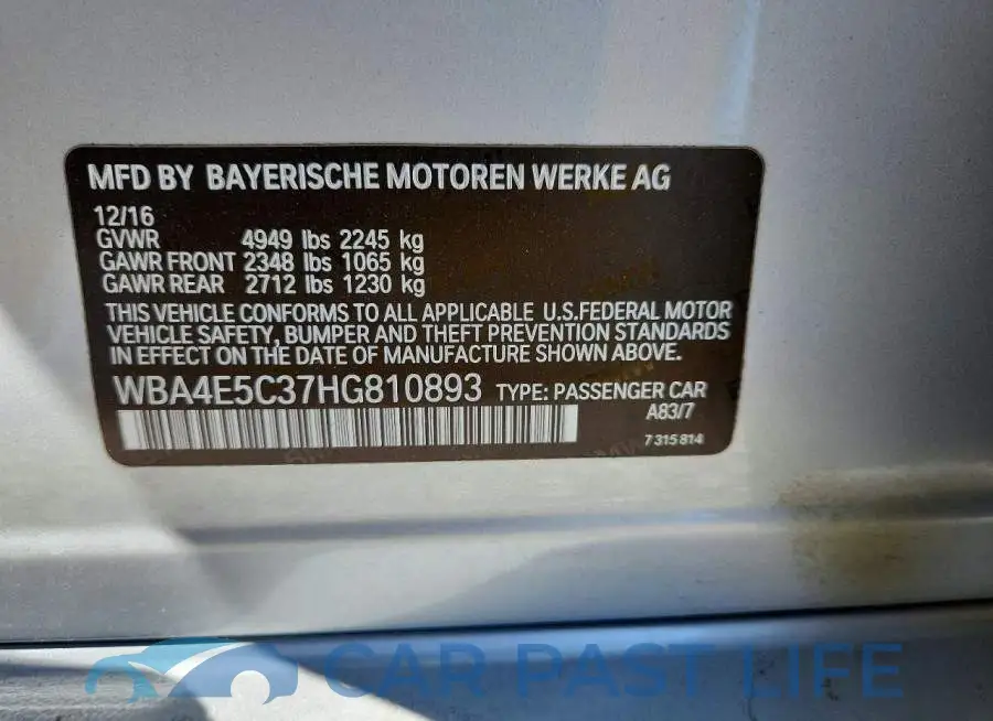 WBA4E5C37HG810893# 12