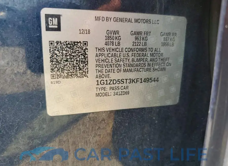 1G1ZD5ST3KF149544# 12
