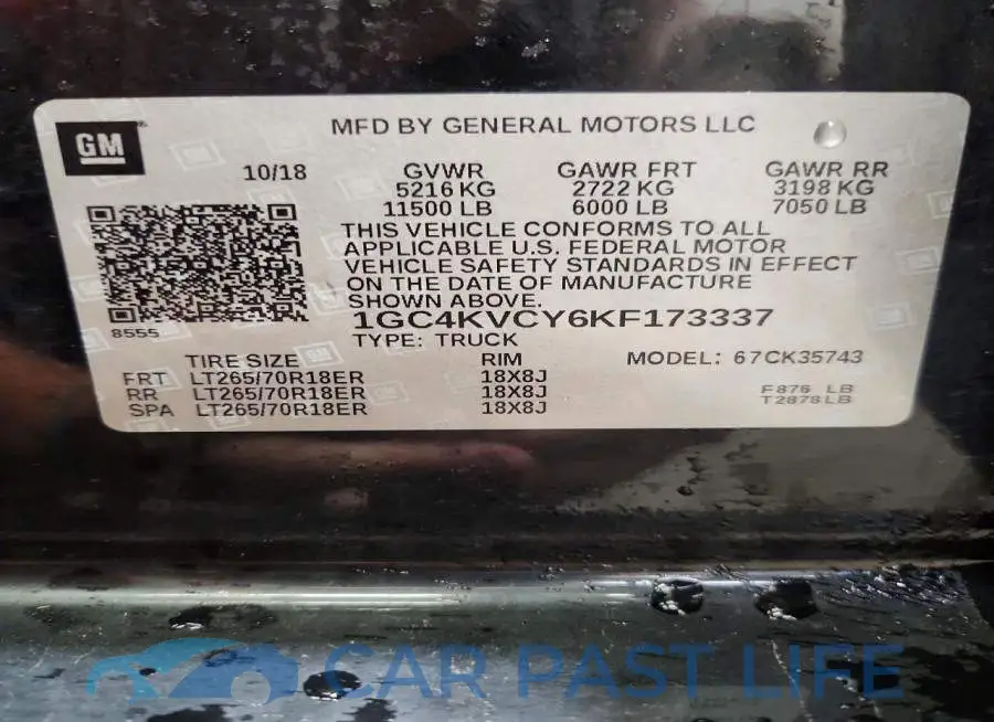1GC4KVCY6KF173337# 12