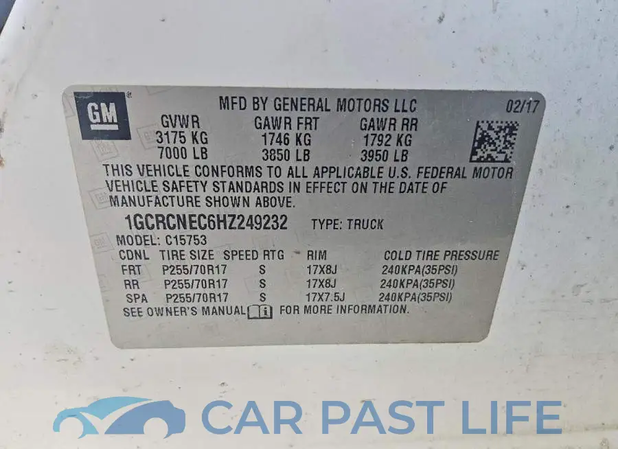 1GCRCNEC6HZ249232# 12