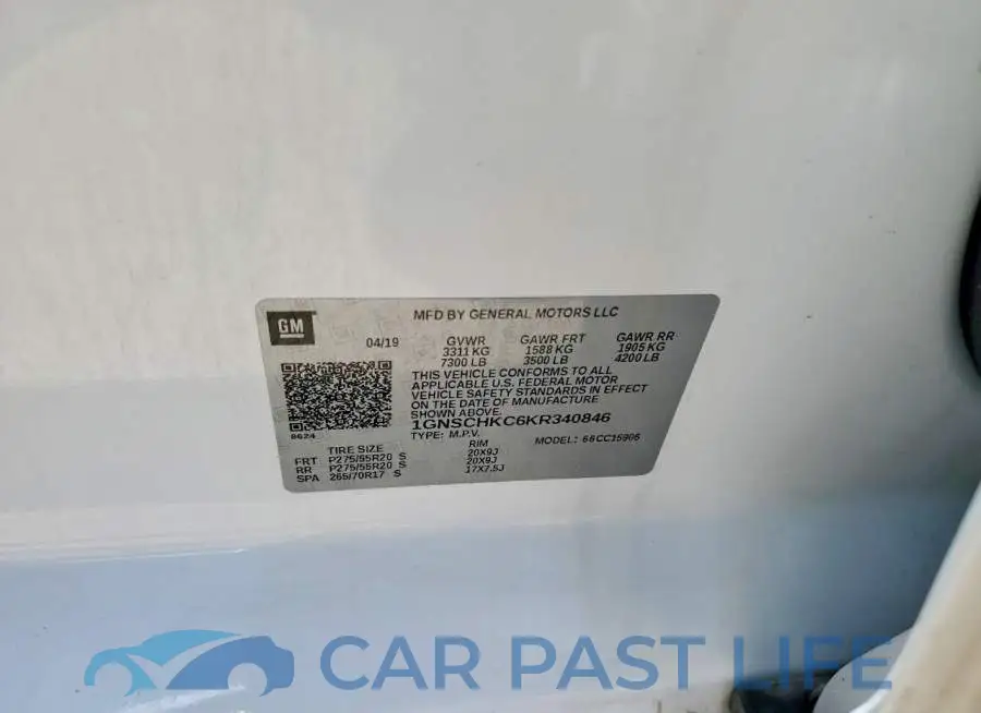 1GNSCHKC6KR340846# 12