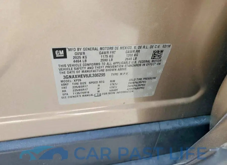 3GNAXHEV8JL306295# 13