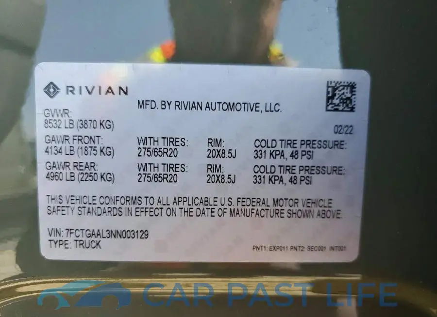 7FCTGAAL3NN003129# 12