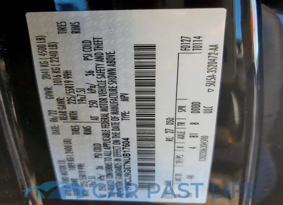 1FMCU9G67NUB17604# 12
