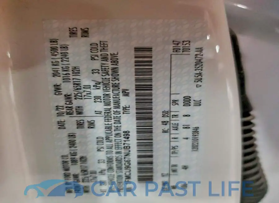1FMCU9G67NUB71498# 14