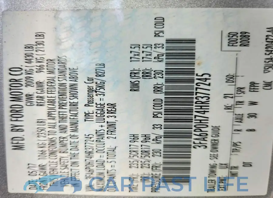 3FA6P0H74HR377245# 12