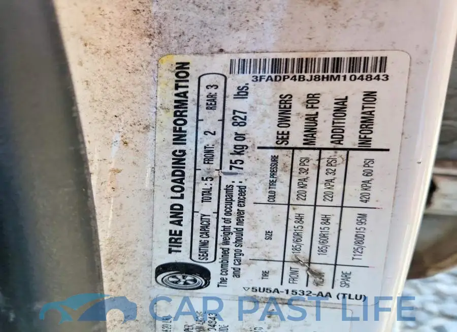 3FADP4BJ8HM104843# 12