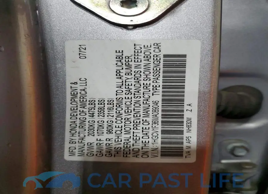 1HGCV1F36MA089046# 12