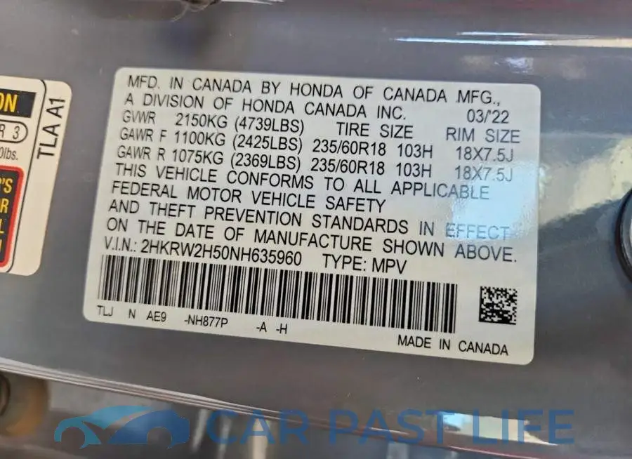 2HKRW2H50NH635960# 12