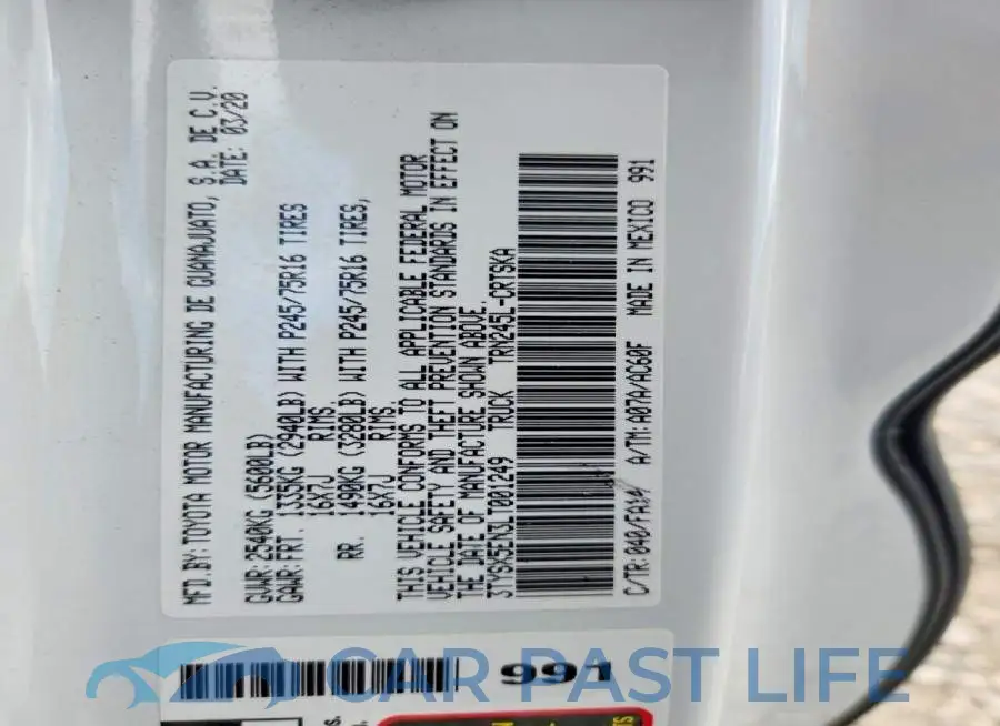 3TYSX5EN3LT001249# 12