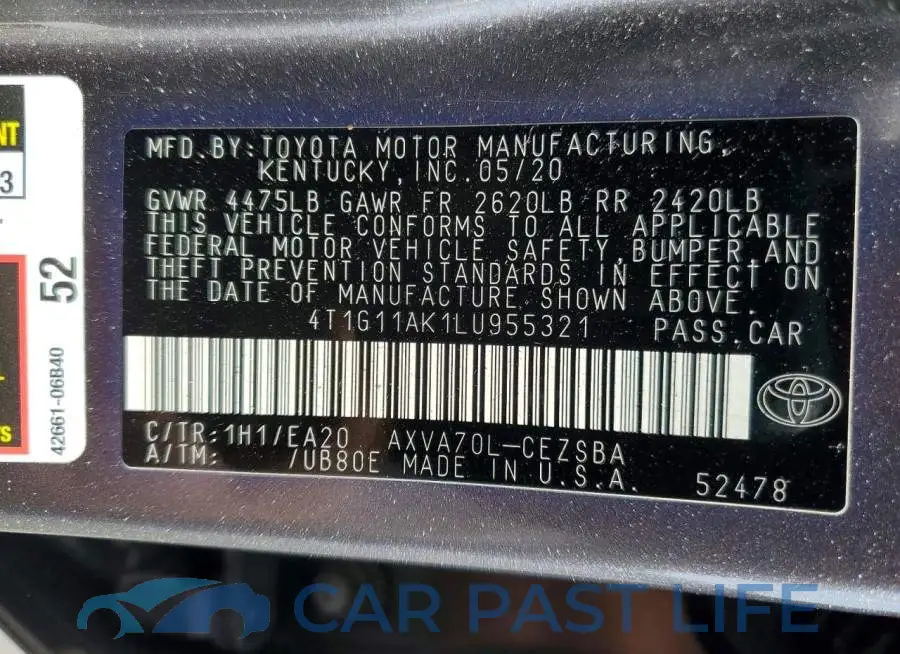 4T1G11AK1LU955321# 12