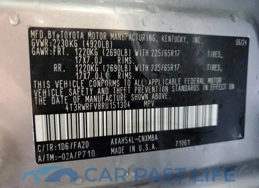4T3RWRFV8RU151304# 13