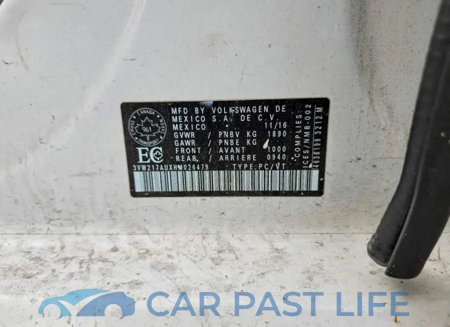 3VW217AUXHM026479# 12