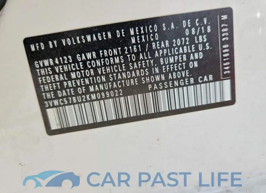 3VWC57BU2KM099022# 12