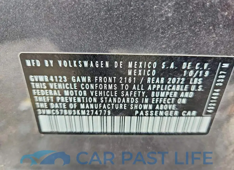 3VWC57BU3KM274779# 13
