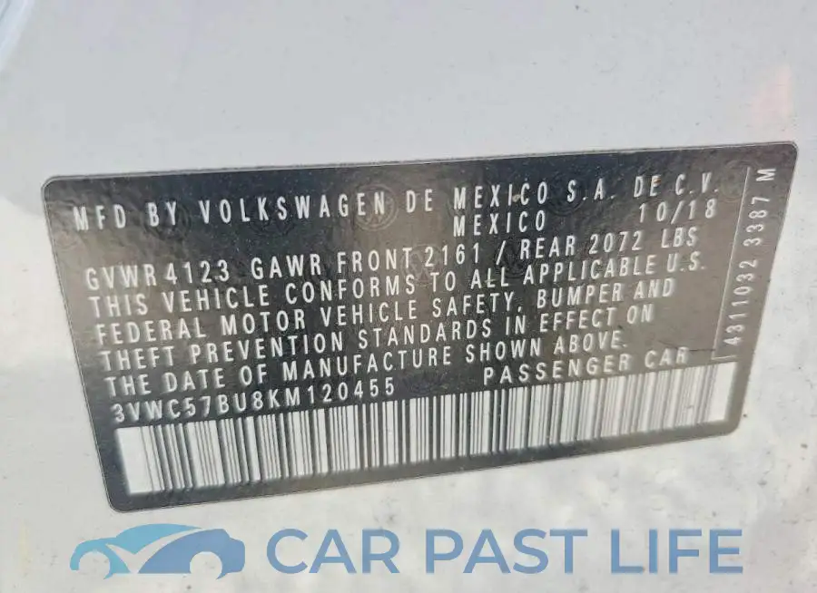 3VWC57BU8KM120455# 12