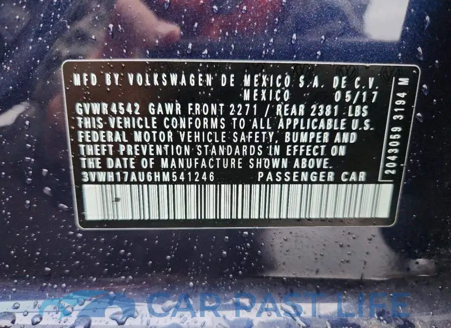 3VWH17AU6HM541246# 12