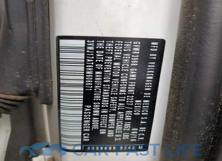 3VWJ17AT6HM606671# 12