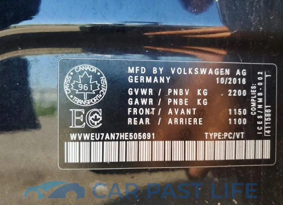 WVWEU7AN7HE505691# 13