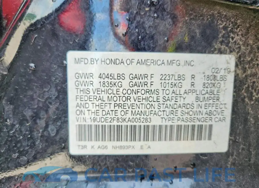 19UDE2F83KA005283# 12