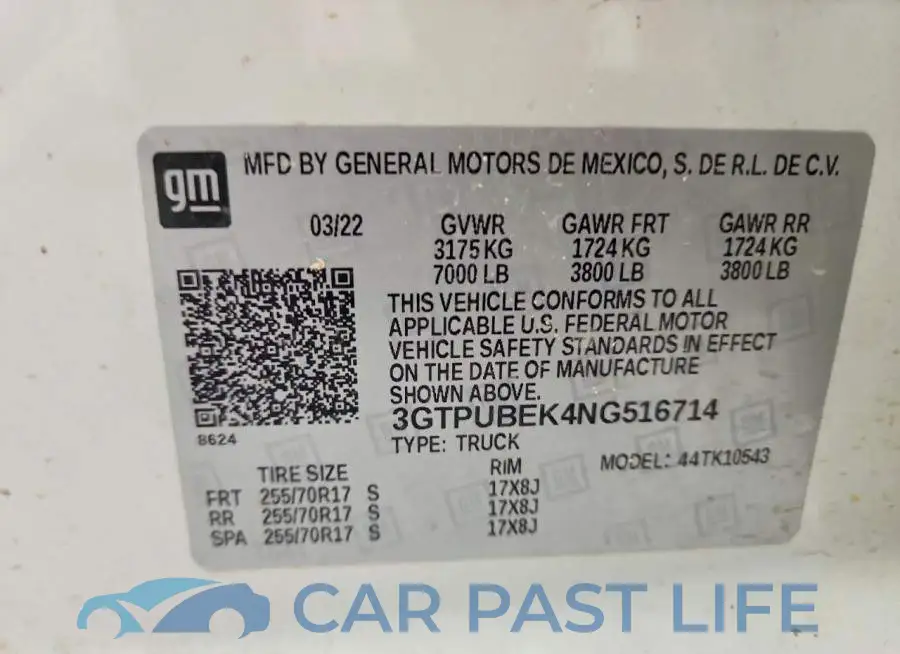 3GTPUBEK4NG516714# 12