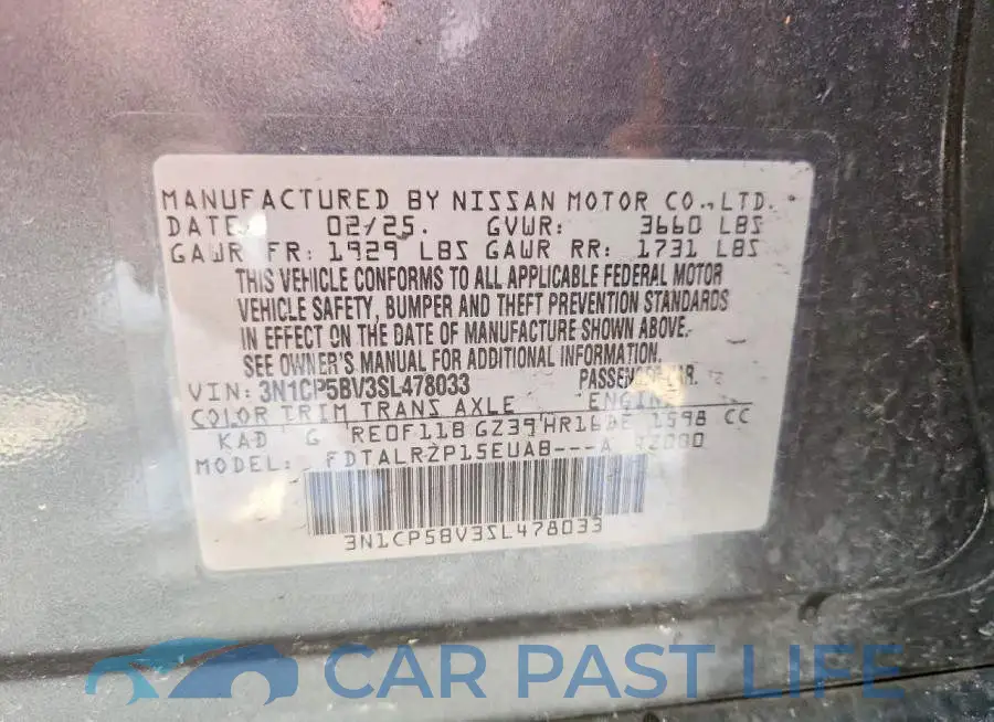 3N1CP5BV3SL478033# 13