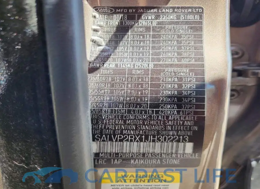 SALVP2RX1JH302213# 13