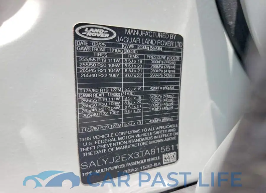 SALYJ2EX3TA815611# 13