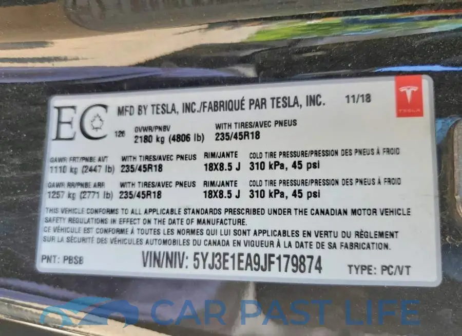 5YJ3E1EA9JF179874# 12