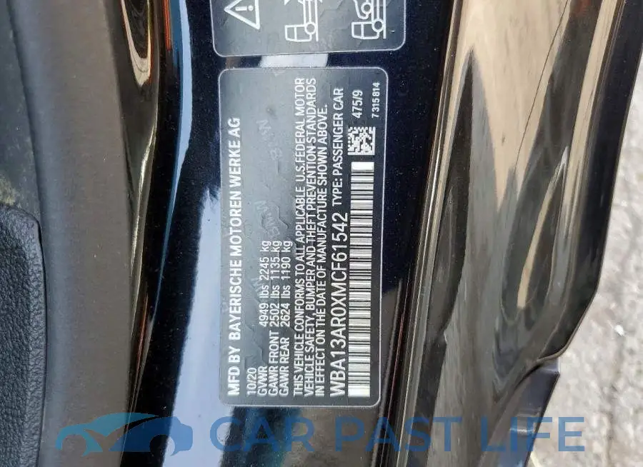 WBA13AR0XMCF61542# 12