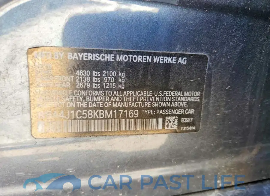 WBA4J1C58KBM17169# 12