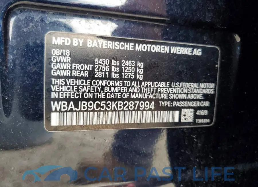 WBAJB9C53KB287994# 12