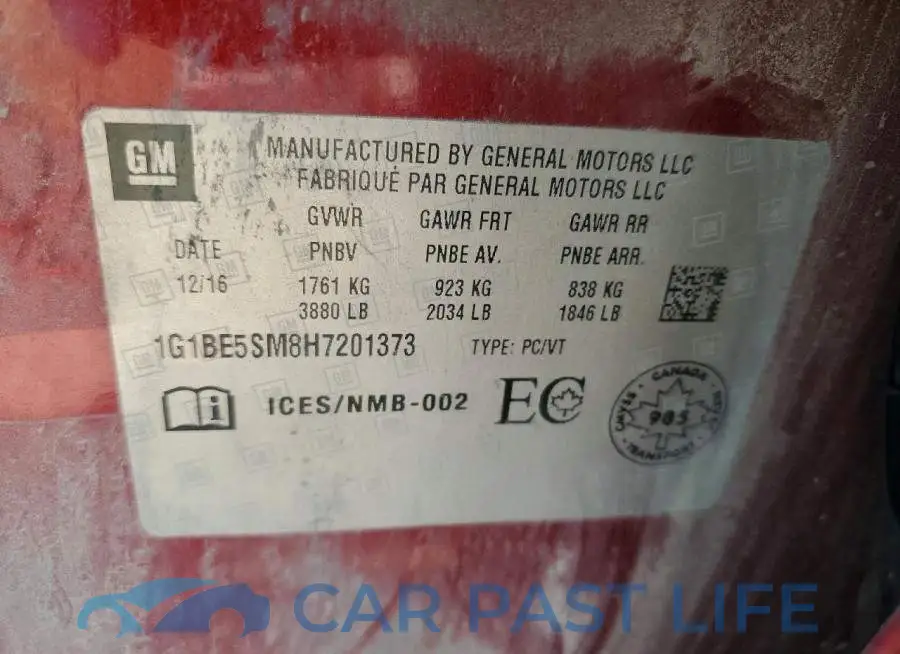 1G1BE5SM8H7201373# 12