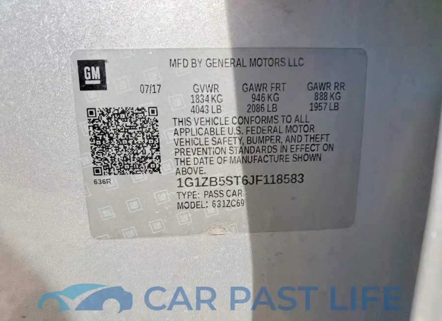 1G1ZB5ST6JF118583# 12