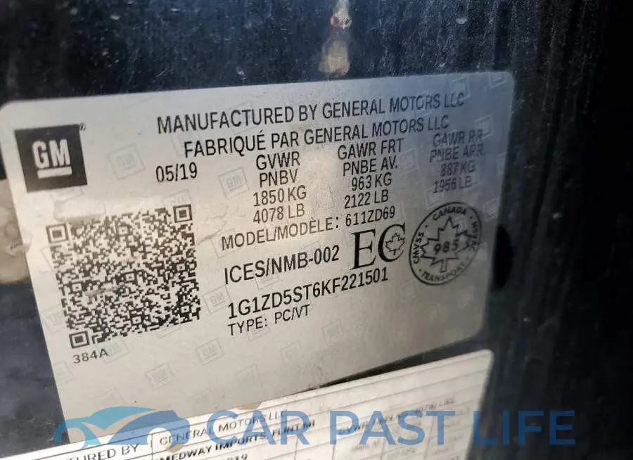 1G1ZD5ST6KF221501# 12
