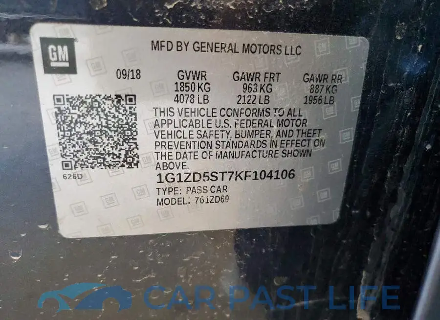 1G1ZD5ST7KF104106# 12