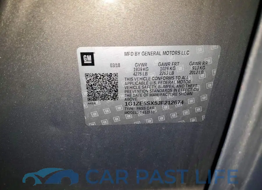 1G1ZE5SX5JF212674# 13