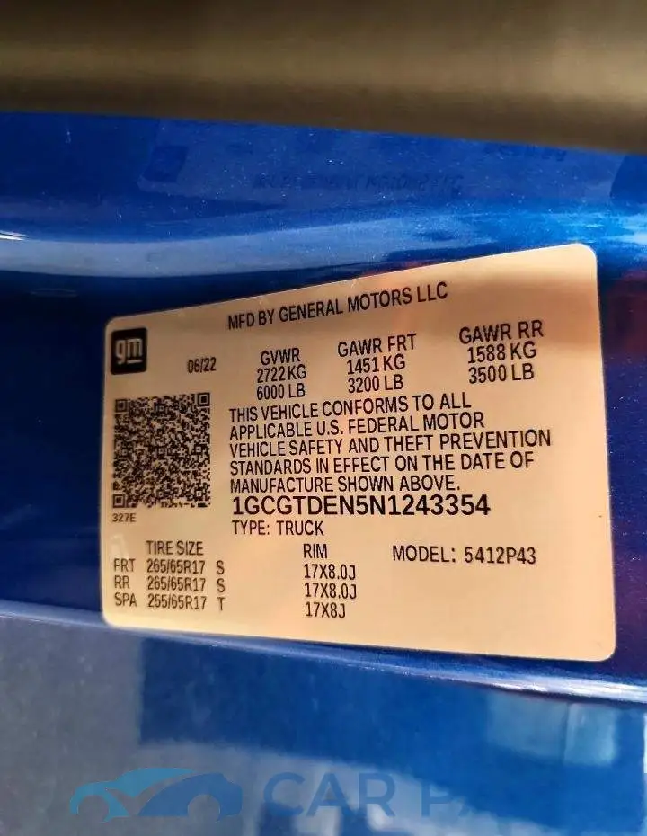 1GCGTDEN5N1243354# 12