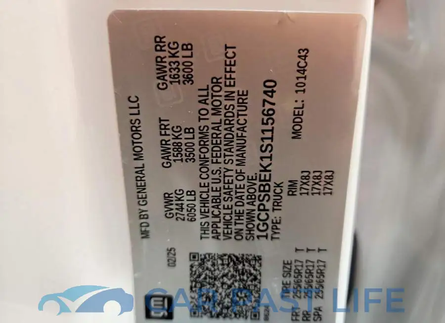 1GCPSBEK1S1156740# 13