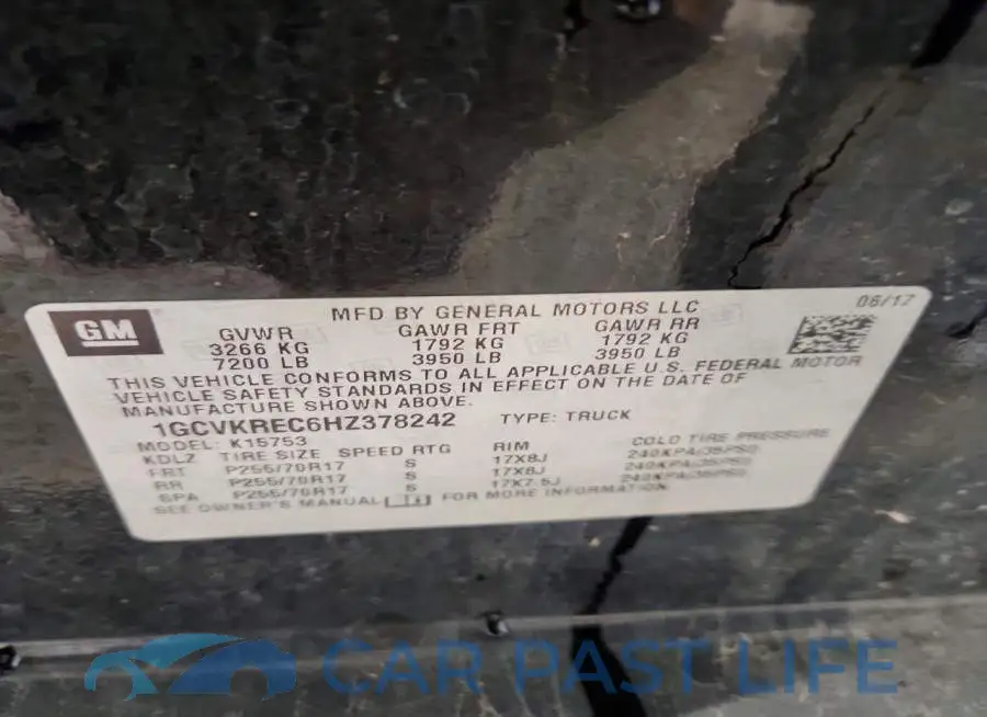 1GCVKREC6HZ378242# 12