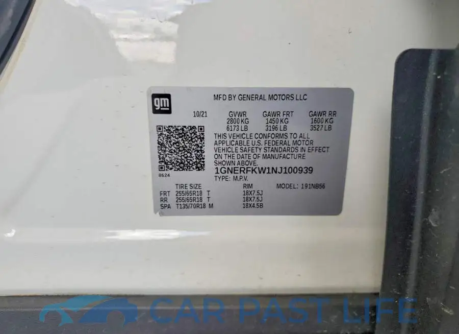 1GNERFKW1NJ100939# 12