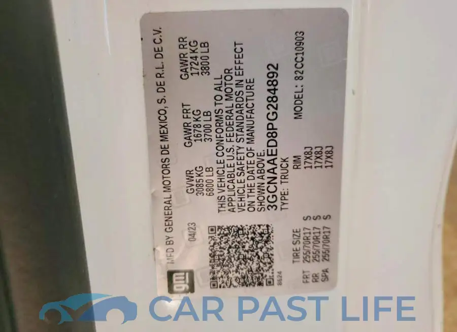 3GCNAAED8PG284892# 12