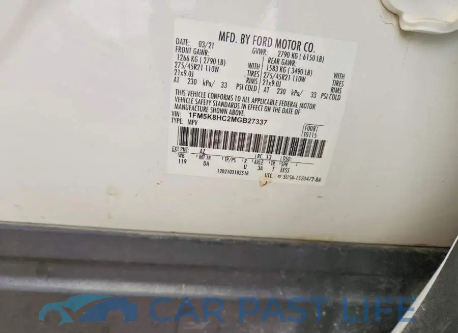 1FM5K8HC2MGB27337# 13