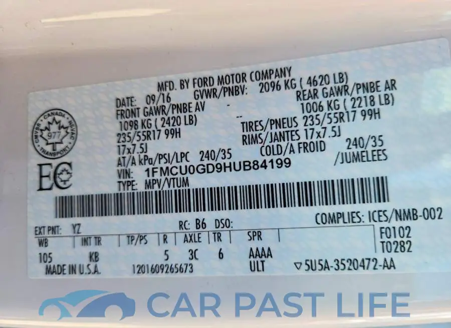1FMCU0GD9HUB84199# 13