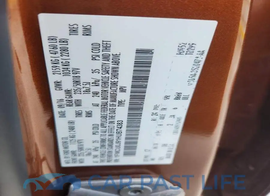1FMCU0J91HUB74383# 13