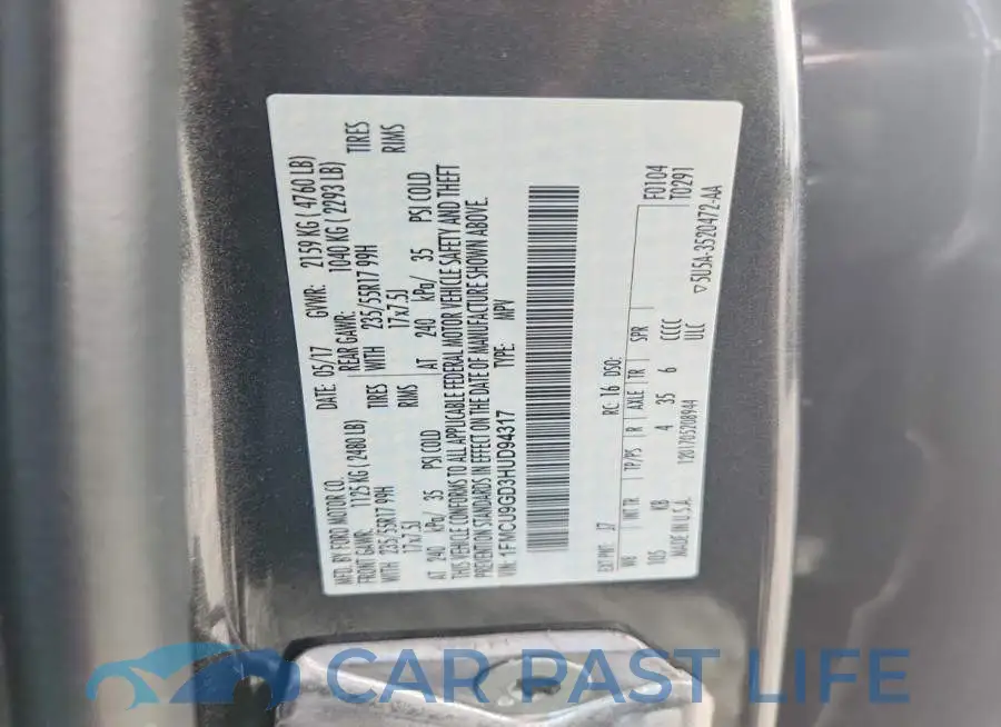 1FMCU9GD3HUD94317# 12