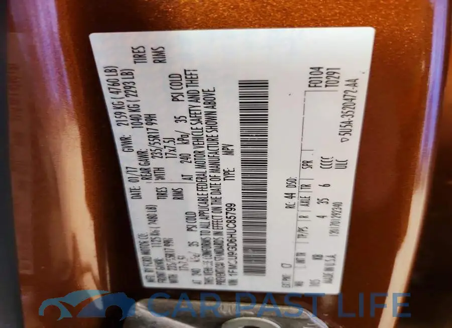 1FMCU9GD6HUC85799# 13