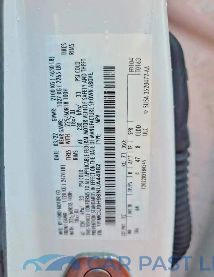 1FMCU9H98NUA44882# 13