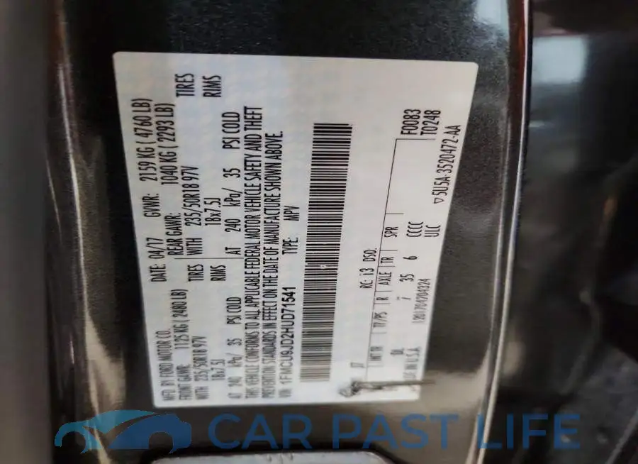 1FMCU9JD2HUD71541# 13