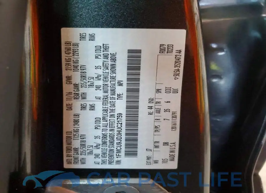 1FMCU9JD3HUC21759# 13
